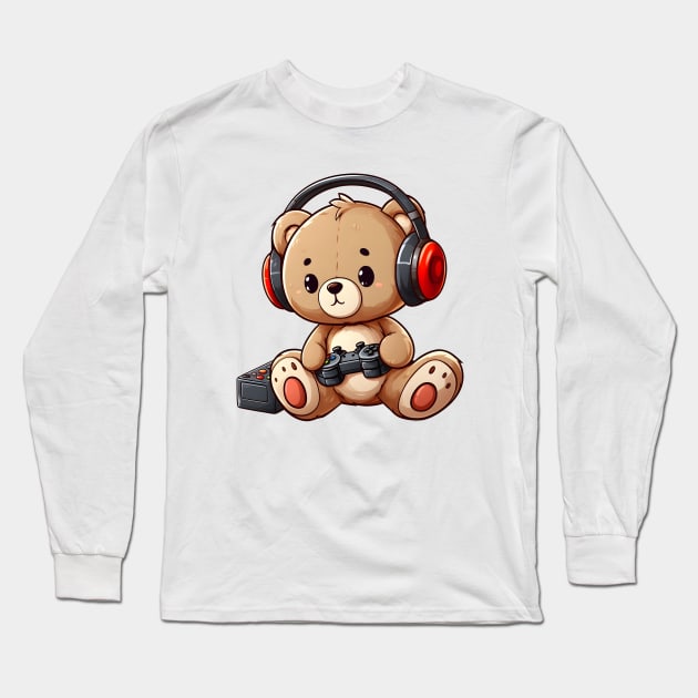 Cute Bear Gamer Kawaii Long Sleeve T-Shirt by Teddy Club